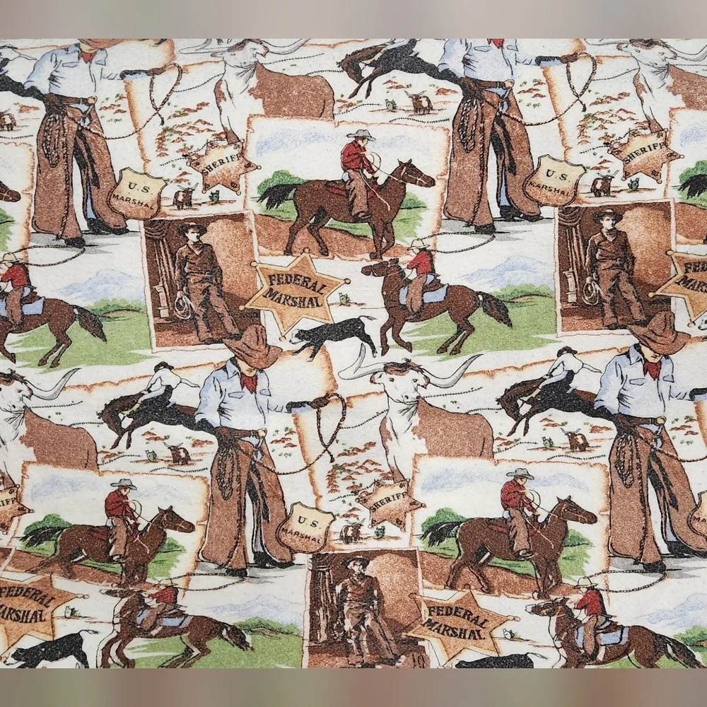 Vintage Federal Marshall Wild West fleece blanket 78in. L x 73in. W